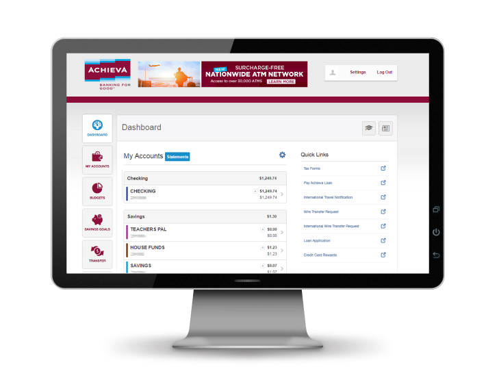 Achieva Online Banking Desktop Image